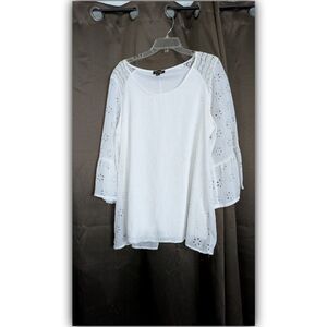 Women's Long Sleeve Cal Style 2XL Made In USA White Eyelet & Lace Body Lined